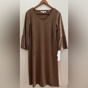 Foxcroft Fauna dress in camel faux suede